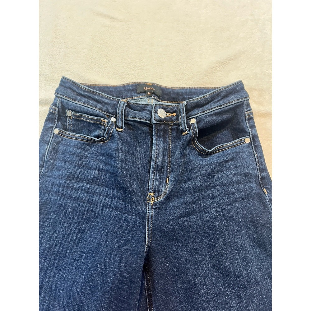 QUINCE Bella Stretch Wide Leg Jean Midnight Blue Women's Size 28 Inseam 30 - Picture 4 of 9